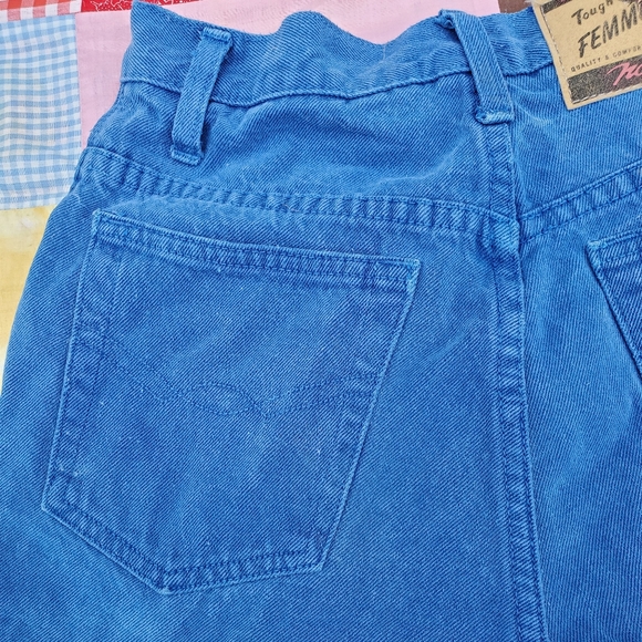 Vintage 90's High Rise Blue Denim Shorts Cut Offs - Picture 3 of 12